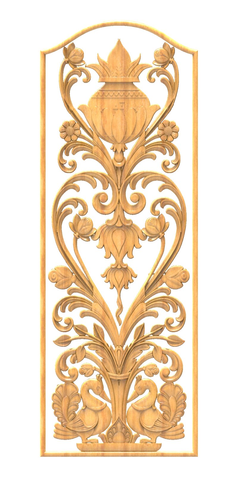 JK RARE COLLECTION - PAGE-12 Traditional Kalash and Peacock Motif Decorative Panel 3D Model